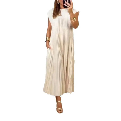 Elegant Sleeveless Pleated Summer Dress