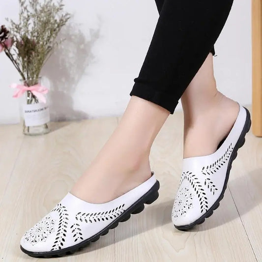 Breezy Chic Leather Slip-On Mules