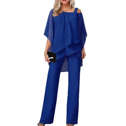 Off-Shoulder Blouse & Wide-Leg Pants Set