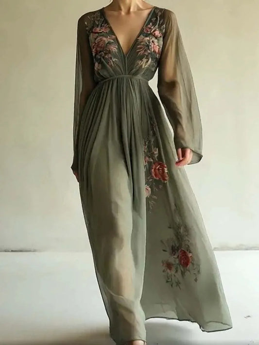 Boho Beauty V-Neck Maxi Dress