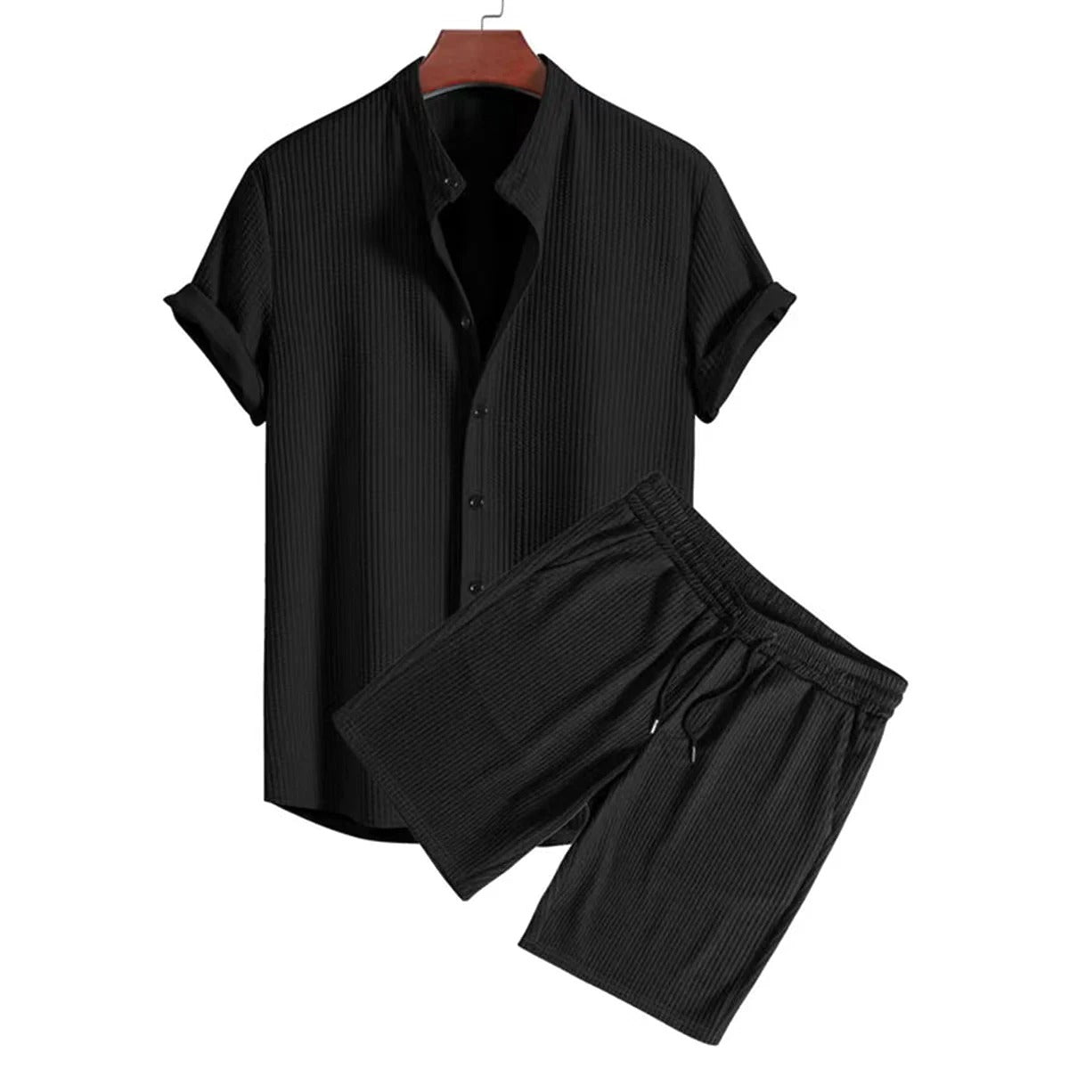 Stylish Men’s Solid Stripe Two-Piece