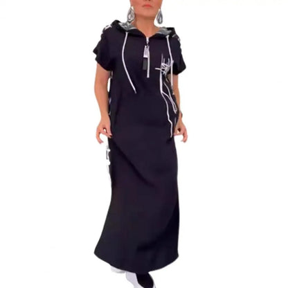 Hooded Patchwork Maxi Dress