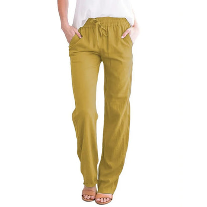Cotton Linen Drawstring Loose Pants