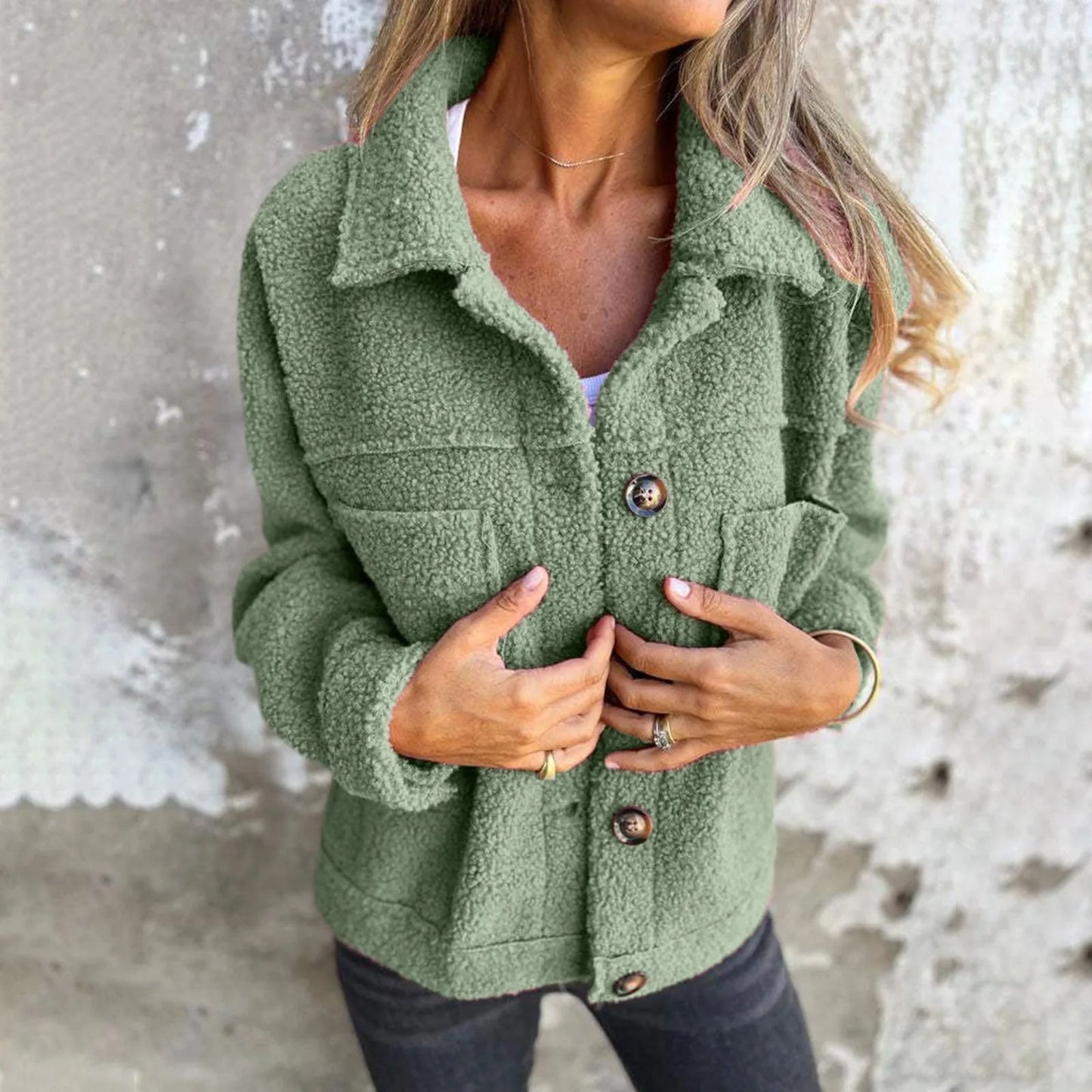 PlushLuxe Women's Faux Lambswool Coat