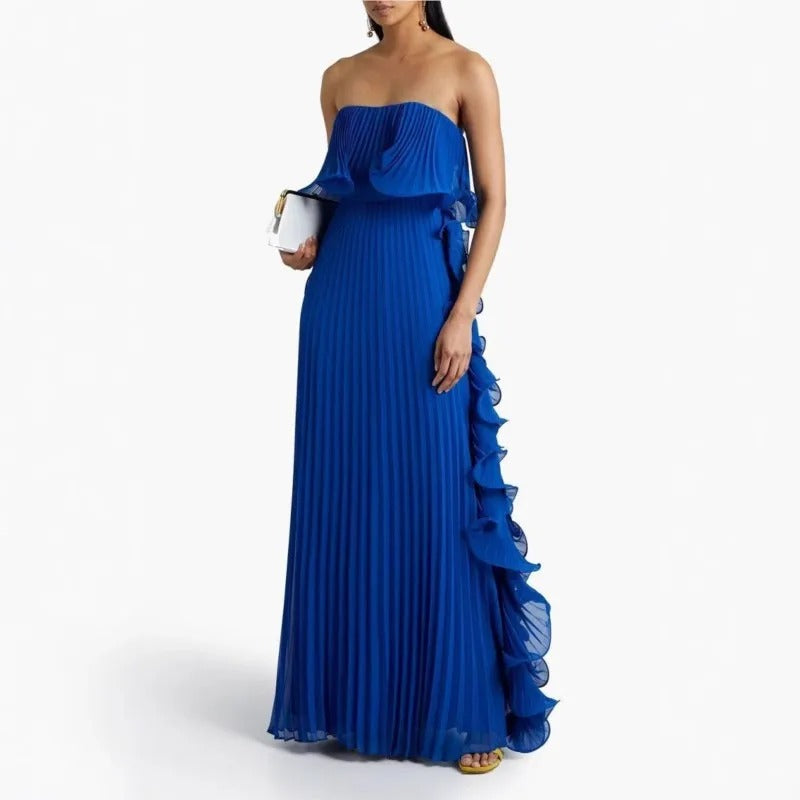 Sunset Breeze Pleated Chiffon Dress