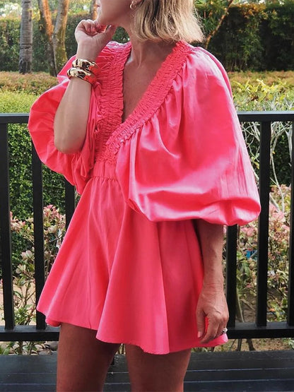 Plaid Charm V-Neck Summer Romper