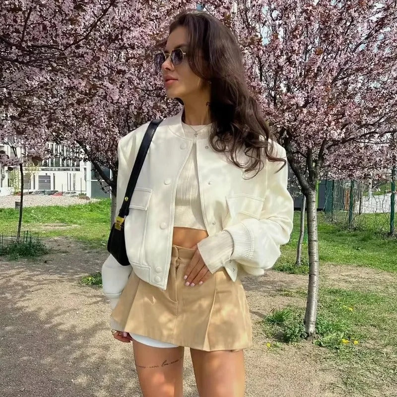 Cropped Bomber Aviator Jacket Women