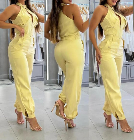 Chic Sleeveless Cargo Two-Piece Set