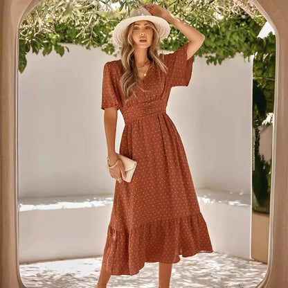 Elegant Lotus Sleeve Summer Dress
