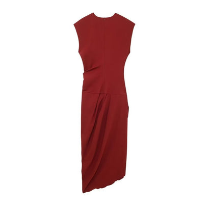 Asymmetric Ruched Waist Slim Dress