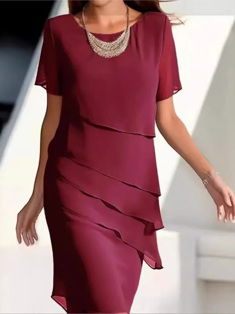 Solid Color Ruffle Dress