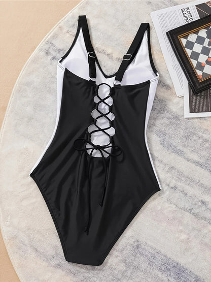 Glam V-Neck Crossback One Piece