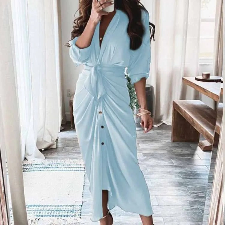 Boho Print Irregular Pleat Summer Dress