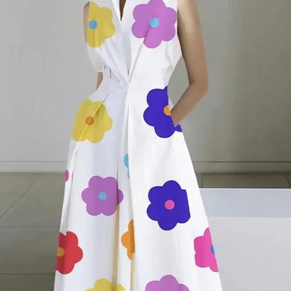 Polka Dot V Neck Fishtail Dress