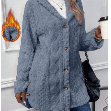Long Jacket Winter Solid Color Long Sleeve Coat