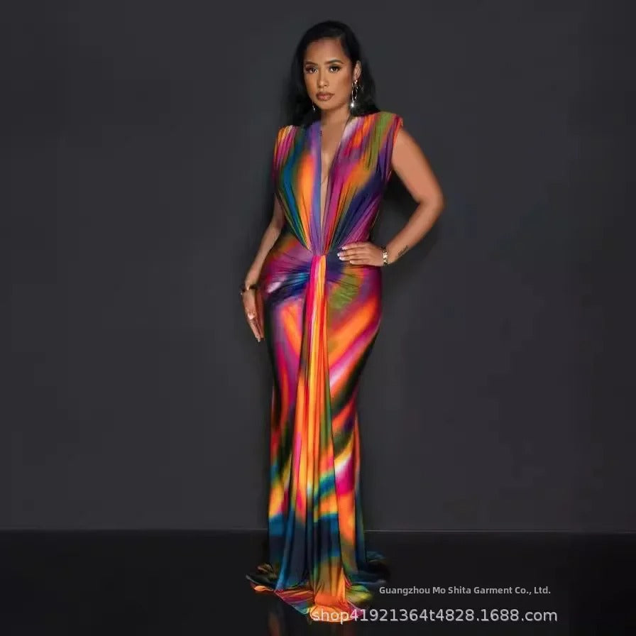 Spring Luxe V-Neck Ruffle Dress