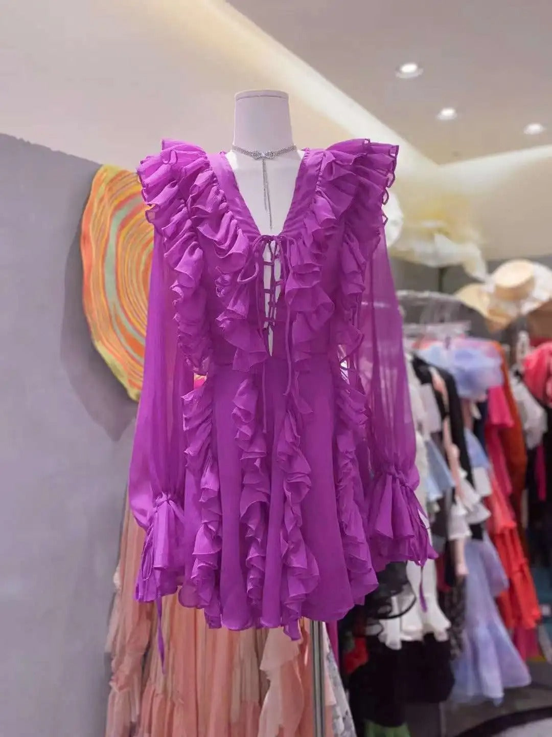 Sexy Sheer Lace Mesh Shirt Dress