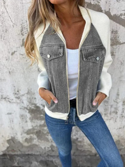 Cozy Patchwork Woolen Zip Jacket