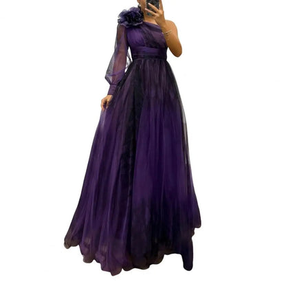 Elegant One-Shoulder Pleated Evening Gown