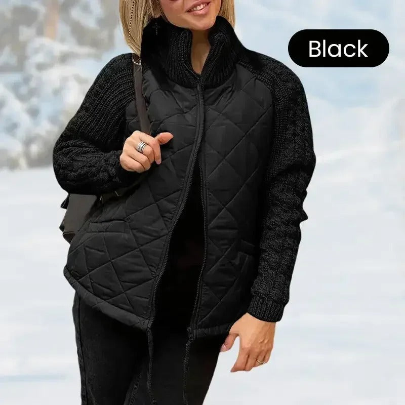 Glam Knit Patchwork Puffy Parka Chic