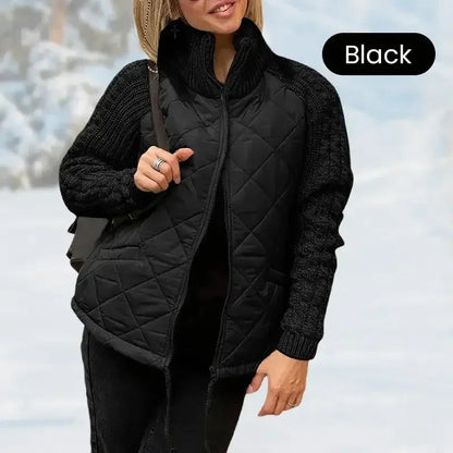 Glam Knit Patchwork Puffy Parka Chic