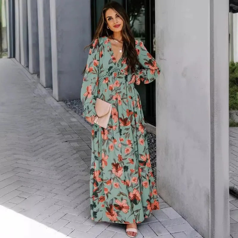 Chic Boho Ruffle Maxi Dress