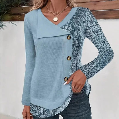 Vibe Stripe V-Neck Button Tee
