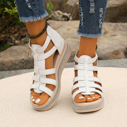 Crystal Glow Gladiator Wedge Sandals