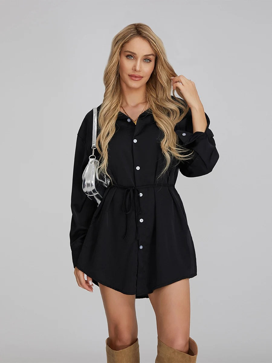 Velvet Diamond Button Shirt Jumpsuit
