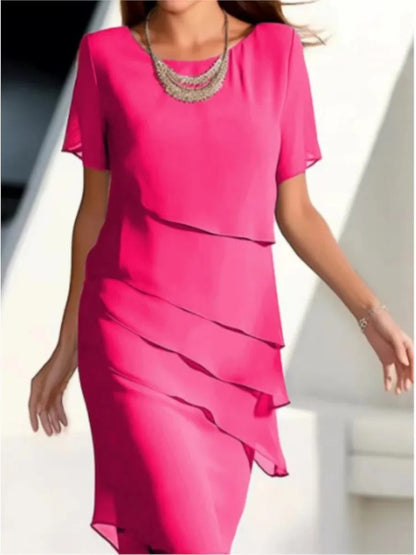 Solid Color Ruffle Dress