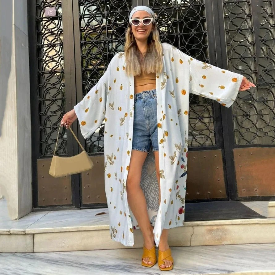 Boho Floral Kimono Beach Cover Up