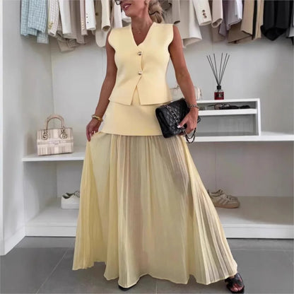 Elegant Chiffon Two-Piece Skirt Set