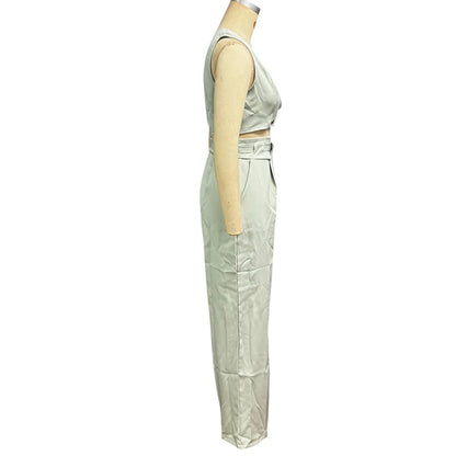 V-Neck Sleeveless Pants Set