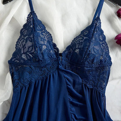 Lace V-Neck Tulle Lingerie Set