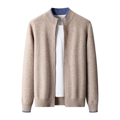 Men’s Fashion Contrast Color Zipper Sweater