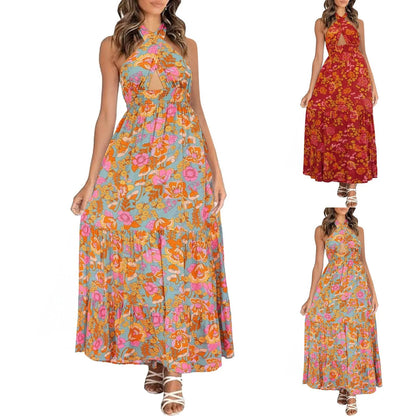 V-Neck Wrap Hollow Out Maxi Dress