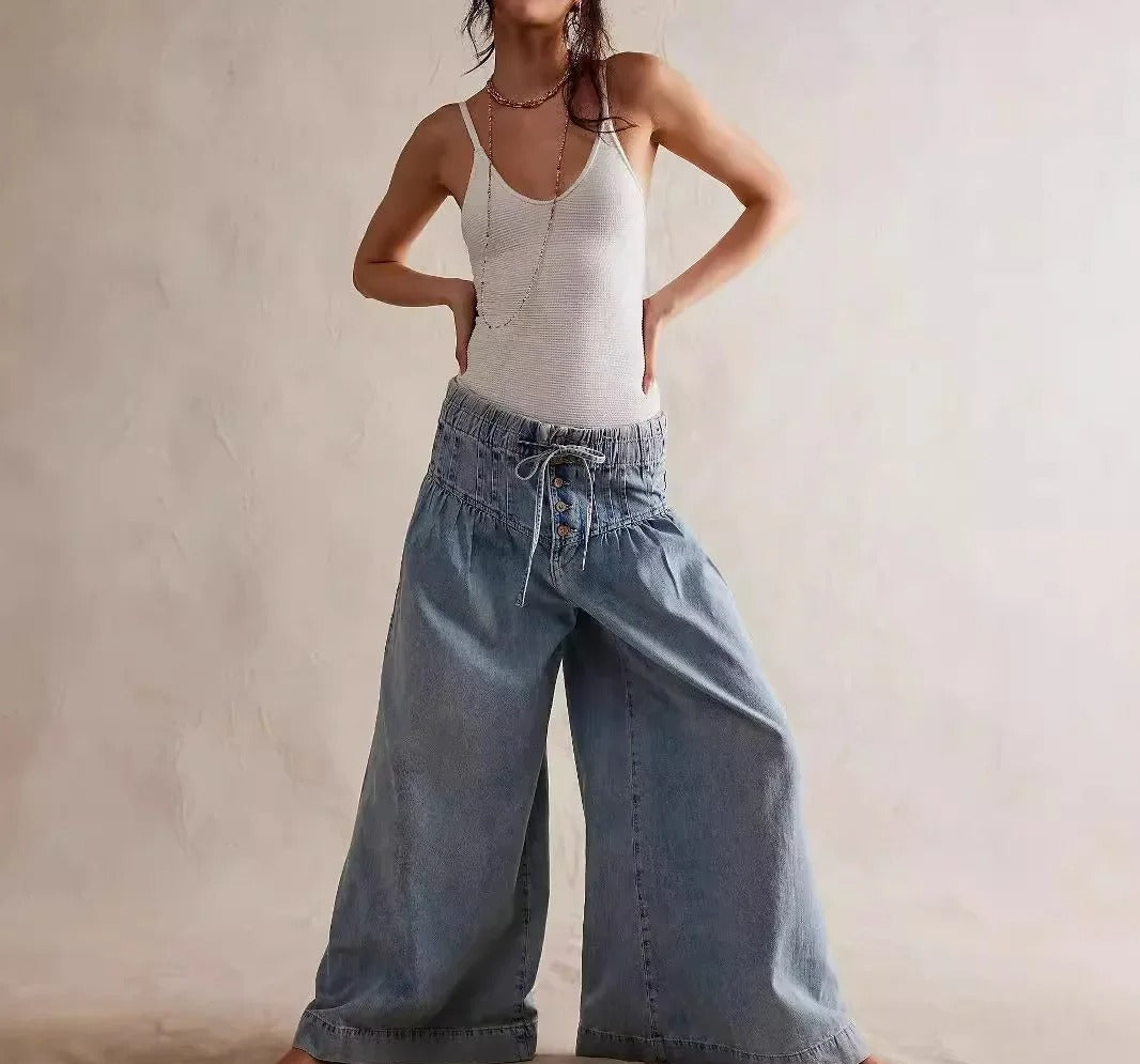 Lace-Up Denim Pants