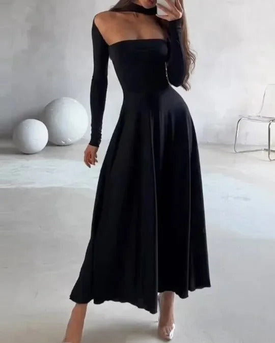 Sexy Slim-Fit Round Neck Maxi Dress