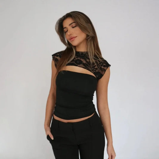 Lace Stitching Hollow-Out Tank