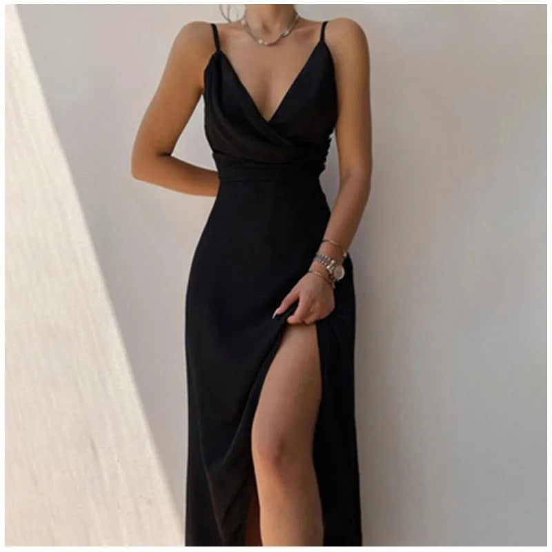 Siren Allure V-Neck Slit Dress