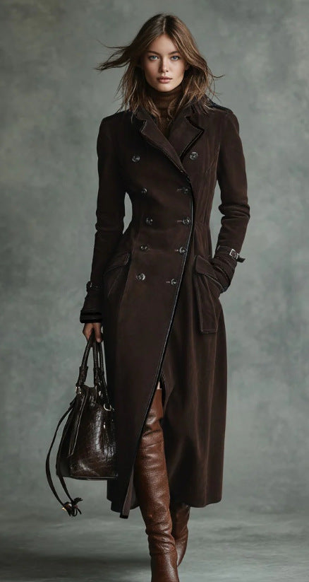 Women’s Fall & Winter Western-Style Suede Long Coat