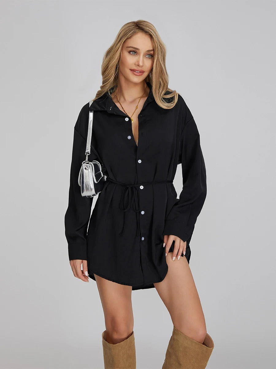 Velvet Diamond Button Shirt Jumpsuit