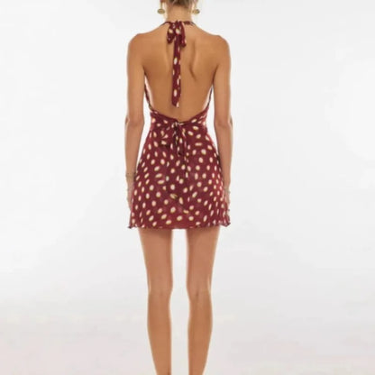 Polka Dot Deep V Mini Dress