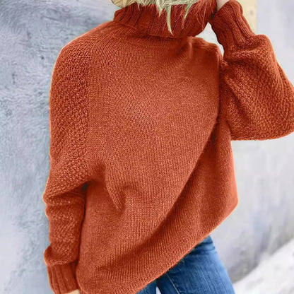 High Collar Loose Pullover Long Sleeve Sweater