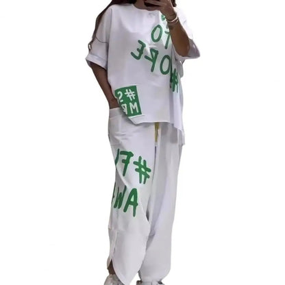 Summer Vibe Letter Print Tracksuit Set
