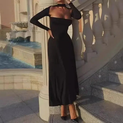 Sexy Slim-Fit Round Neck Maxi Dress