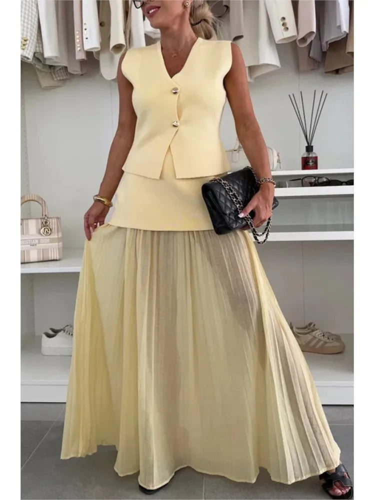Elegant Chiffon Two-Piece Skirt Set