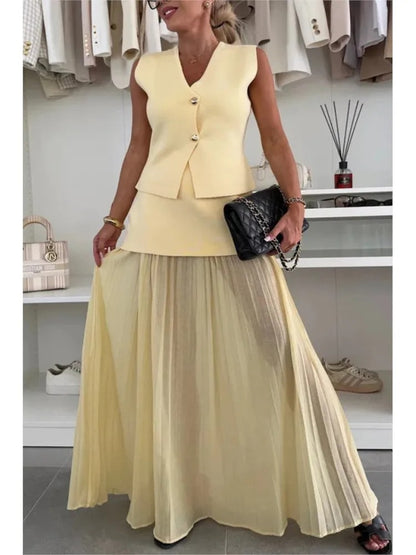 Elegant Chiffon Two-Piece Skirt Set