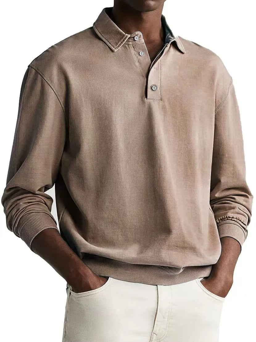 Men’s Long Sleeve Business Casual Cotton Polo