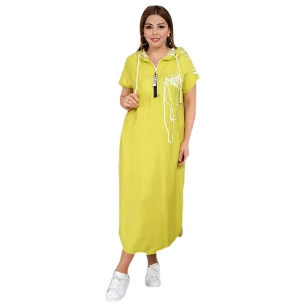 Hooded Patchwork Maxi Dress